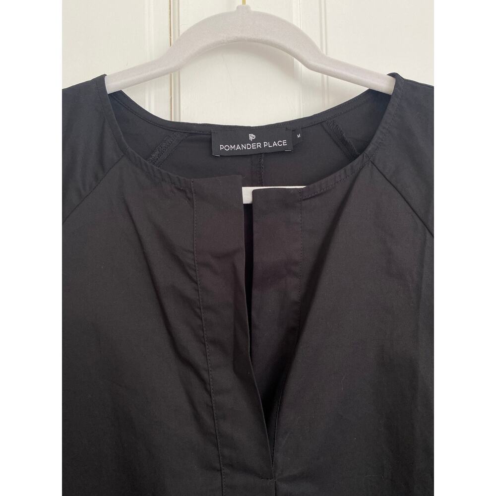 Tuckernuck Pomander Place Black Mini Shift Dress Pleated Long Sleeve M - Picture 3 of 5